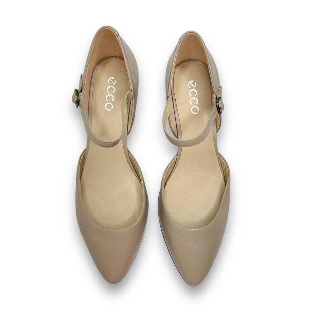 Ecco Shape 45 Pointy Sleek Mary Jane Pumps EU 39 Grey Rose Comfort D Orsay Heels - Picture 3 of 15